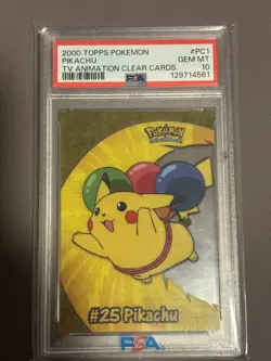 2000 Topps Pokemon Pikachu TV Animation Clear Cards Gem Mint #PC1 PSA 10 - Image 2