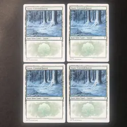 4x Snow Covered Forest White Border Basic MB2 Mystery MTG Magic The Gathering - Image 1