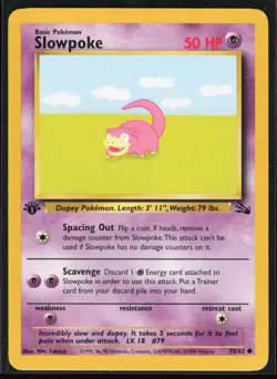 Slowpoke 55/62 1st Edition Fossil Common Vintage WOTC Pokemon TCG NM - Image 1