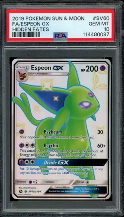 Pokemon PSA 10 Espeon GX SV60/SV94 Sun & Moon Hidden Fates Shiny Vault Mint - Image 1