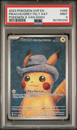 2023 POKEMON SVP EN-SV BLACK STAR PROMO #085 PIKACHU WITH GREY FELT HAT PSA 9 - Image 1