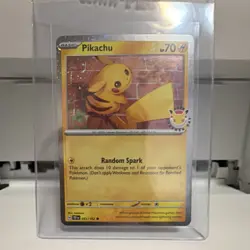 Pokemon Pikachu 051/162 TEF Promo Holo Basic 70 HP Random Spark Pokemon Day - Image 1