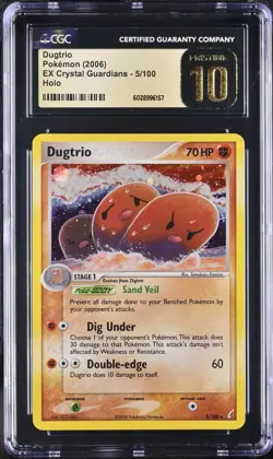 2006 Pokemon Ex Crystal Guardians Dugtrio Holo Cgc 10 Pristine Pop 8! - Image 1