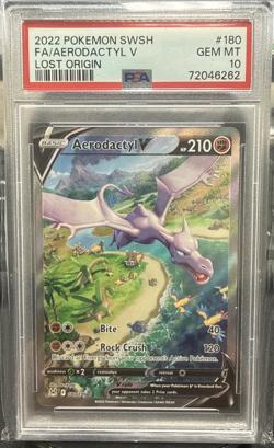 2022 Pokemon SWSH FA/Aerodactyl v Lost Origin #180 PSA 10 - Image 1