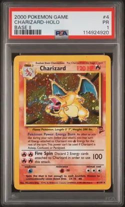 2000 POKEMON BASE SET 2 #4 CHARIZARD-HOLO PSA 1 - Image 1