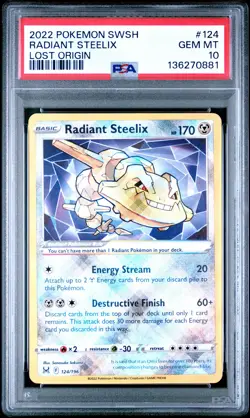 2022 POKEMON SWORD & SHIELD LOST ORIGIN #124 RADIANT STEELIX PSA 10 - Image 1
