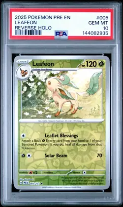#005/131 LEAFEON REVERSE HOLO PSA 10 - 2025 POKEMON PRE EN-PRISMATIC EVOLUTIONS - Image 1