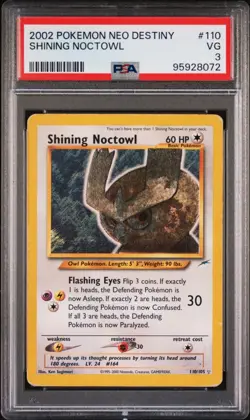 PSA 3 - SHINING NOCTOWL - 2002 POKEMON NEO DESTINY #110/105 - Image 1