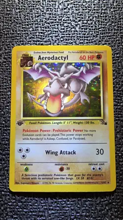 Pokemon Aerodactyl 1/62 Fossil Holo Rare 60 HP 1st Edition English Card - Image 1