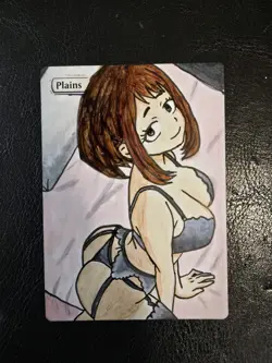 Magic MTG Altered Plains / Land Card | Original Hand Drawn & Colored Anime Waifu - Image 1