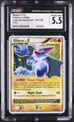 CGC 5.5 Gliscor Lv.X 141/146 Legends Awakened Pokemon Card 2008 - Image 1
