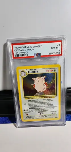 1999 Pokemon Jungle Clefable-Holo No Symbol #1/64 - PSA 8 NM-MT FRESH GRADE - Image 1