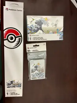 Great Wave Pikachu & Friends Playmat, Double Deck box, & Sleeves Bundle Pokemon - Image 1