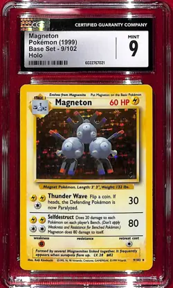 CGC 9 1999 Pokemon Base Set Holo Magneton #9 - Image 1