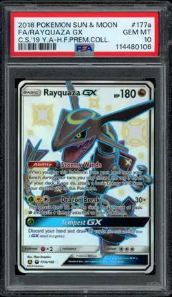 Pokemon PSA 10 Shiny Rayquaza GX 177a/168 Hidden Fates Premium Collection Promo - Image 1
