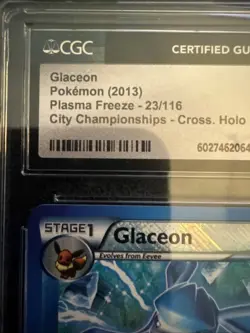 Glaceon Plasma Freeze Pokemon TCG 23/116 Cross Holo City Championship CGC 9 - Image 2