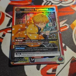 Union Arena Demon Slayer Zenitsu Agatsuma SR Holo Raid Card 4000 BP Bandai - Image 1