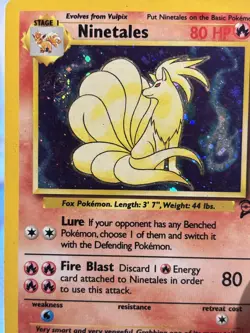 Ninetales 13/130 Base Set 2 Holo SWIRL 💫 Top Left Vintage Pokemon WOTC 2000 LP - Image 2