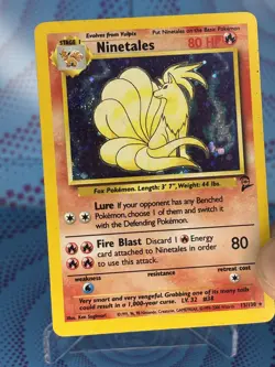 Ninetales 13/130 Base Set 2 Holo SWIRL 💫 Top Left Vintage Pokemon WOTC 2000 LP - Image 4