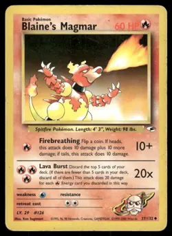 Pokemon Tcg Blaine's Magmar #37 Pokemon Gym Heroes MP - Image 1