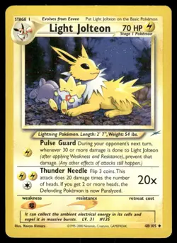 Pokemon Tcg Light Jolteon #48 Pokemon Neo Destiny LP - Image 1