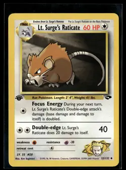Pokemon TCG Gym Challenge #053/132 Lt. Surge's Raticate - Image 1