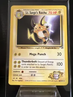 Pokemon TCG Lt Surge's Raichu 28/13 Gym Heros Non Holo Rare NM - Image 1