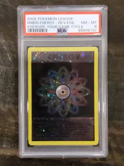 2002 POKEMON LEAGUE RAINBOW ENERGY FOIL HOLO ENERGIZE YOUR GAME CYCLE PSA 8 ! - Image 1