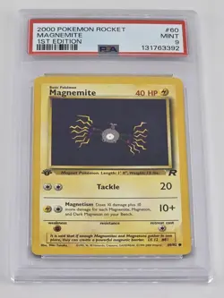 2000 Pokemon Team Rocket 1st Edition Magnemite 60/82 PSA 9 Mint - Image 1