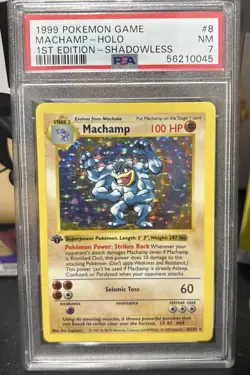 1999 Pokemon Base Set 1st Edition Shadowless - Machamp PSA 7 - Image 1