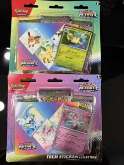 Pokemon TCG Prismatic Evolutions Tech Sticker Collection Blister Set of 2 Sealed - Image 1