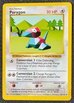 PORYGON 39/102 UNCOMMON BASE SET POKEMON SHADOWLESS MP - Image 1
