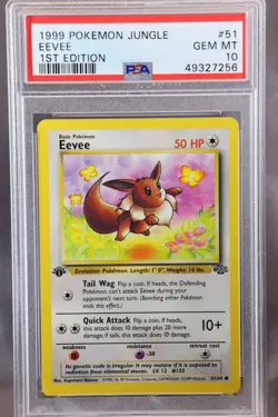 1999 Pokemon Eevee, 1st Edition Jungle #51/64, PSA 10 Gem Mint - Image 1