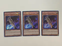 Yugioh Evil HERO Adusted Gold x 3 - 1st Edition Secret Rare NM - Free Holo Card - Image 1