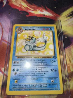 Pokemon Vaporeon Rare 28/64 Jungle 80HP Unlimited Regular 1999 TCG Card - Image 1