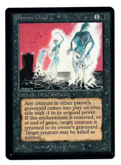 MTG Magic the Gathering Beta Set Animate Dead Card in EX Condition - Image 1