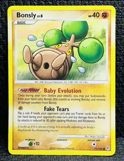 Pokemon TCG Bonsly Card 71/130 Diamond and Pearl Common MP - Image 1