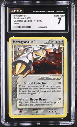 CGC 7 Metagross Gold Star 2005 EX Delta Species 113/113 Holo Pokemon Card - Image 1