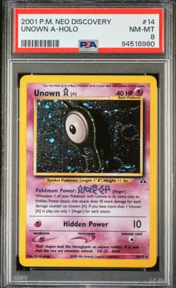 Unown (A) #14 Holo Pokemon TCG Neo Discovery PSA 8 - Image 1