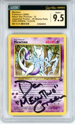 CGC MINT+ 9.5 SIgned Dan Green Pokemon TCG Mewtwo 12/53 Wotc Promo Regular - Image 1