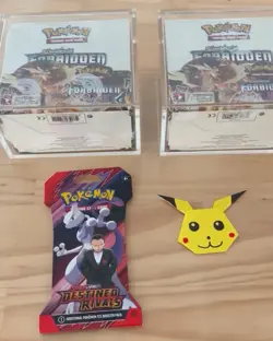 Pokemon Sun & Moon Forbidden Light Booster Box Sealed w/ Acrylic Case x 2 w pack - Image 1