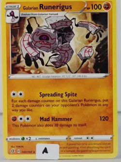 Galarian Runerigus - POKEMON - Rebel Clash - 102/192 - Rare - NM -A - Image 5