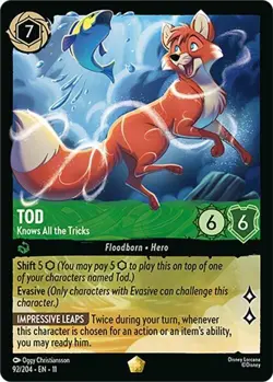 DISNEY LORCANA TCG - Winterspell - Tod - Knows All the Tricks 92/204 Legendary - Image 1