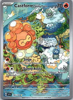 Castform Sunny Form 195/191 Illustration Rare Surging Sparks Pokemon Card NM - Image 1