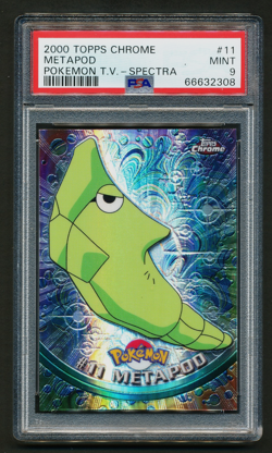 Metapod 2000 Pokemon T.V. Topps Chrome Spectra #11 PSA 9 MINT - Image 1