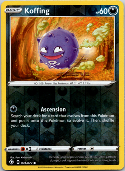 Shining Fates Pokemon TCG Koffing 41/72 Common Reverse Holo - Image 1