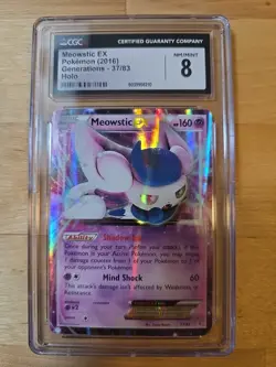Pokemon TCG Meowstic EX Generations 37/83 LP Holo Rare CGC 8 - Image 1