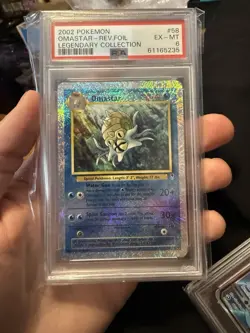 2002 Pokemon Legendary Collection #58 Omastar Reverse Foil Holo PSA 6 - Image 1