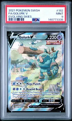 2021 POKEMON SWORD & SHIELD EVOLVING SKIES #182 FULL ART/GOLURK V PSA 9 - Image 1