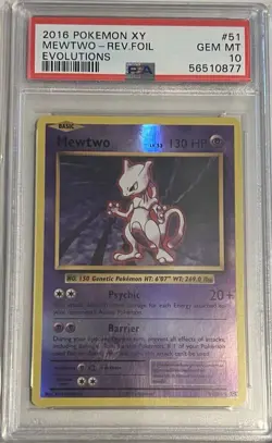 2016 Mewtwo Reverse Foil XY Evolutions #51 PSA 10 Pokemon Low Pop! - Image 1
